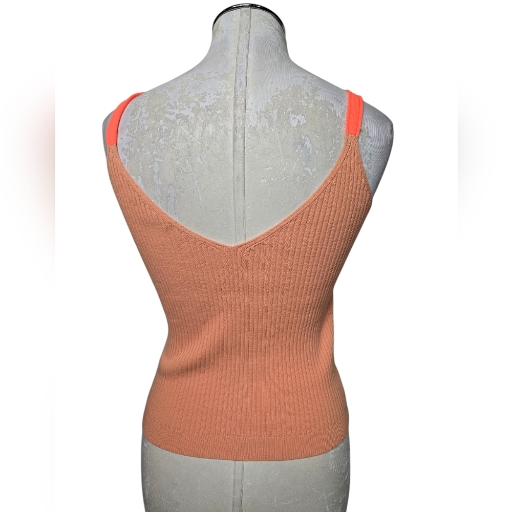 J. Crew Ribbed V Neck Knit Tank Top Peach S - Picture 3 of 8